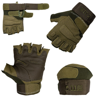 Guantes Medio Dedo Tácticos Militar Antideslizante Protector De Nudillo