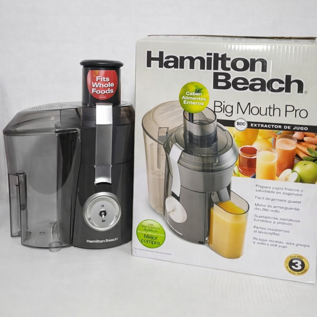 Extractor De Jugos Hamilton Beach 67650 – 800W De Potencia Con Boca Ancha Para Frutas Enteras
