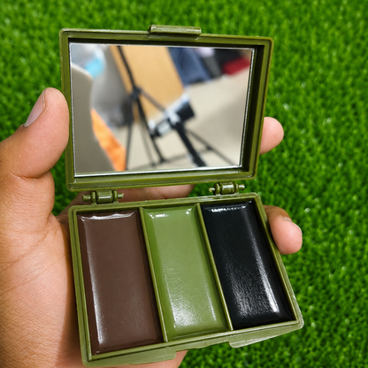 Pintura Facial Camuflaje Militar 3 Colores – Con Espejo Incorporado, Resistente Al Sudor Y Fácil De Remover