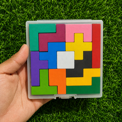 Rompecabezas Tetris De Bloques Geométricos De Madera – Juego De 13 Piezas De Colores Para Lógica Infantil