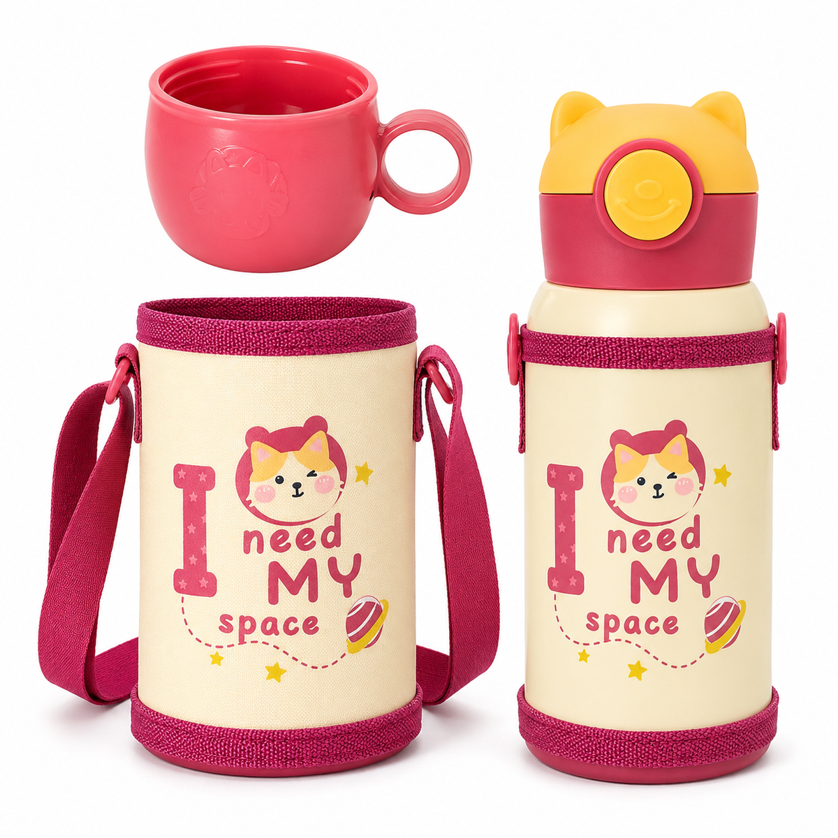 Termo Infantil 500ml De Acero Inoxidable Con Sorbete – Botella Térmica Con Bolso Y Correa