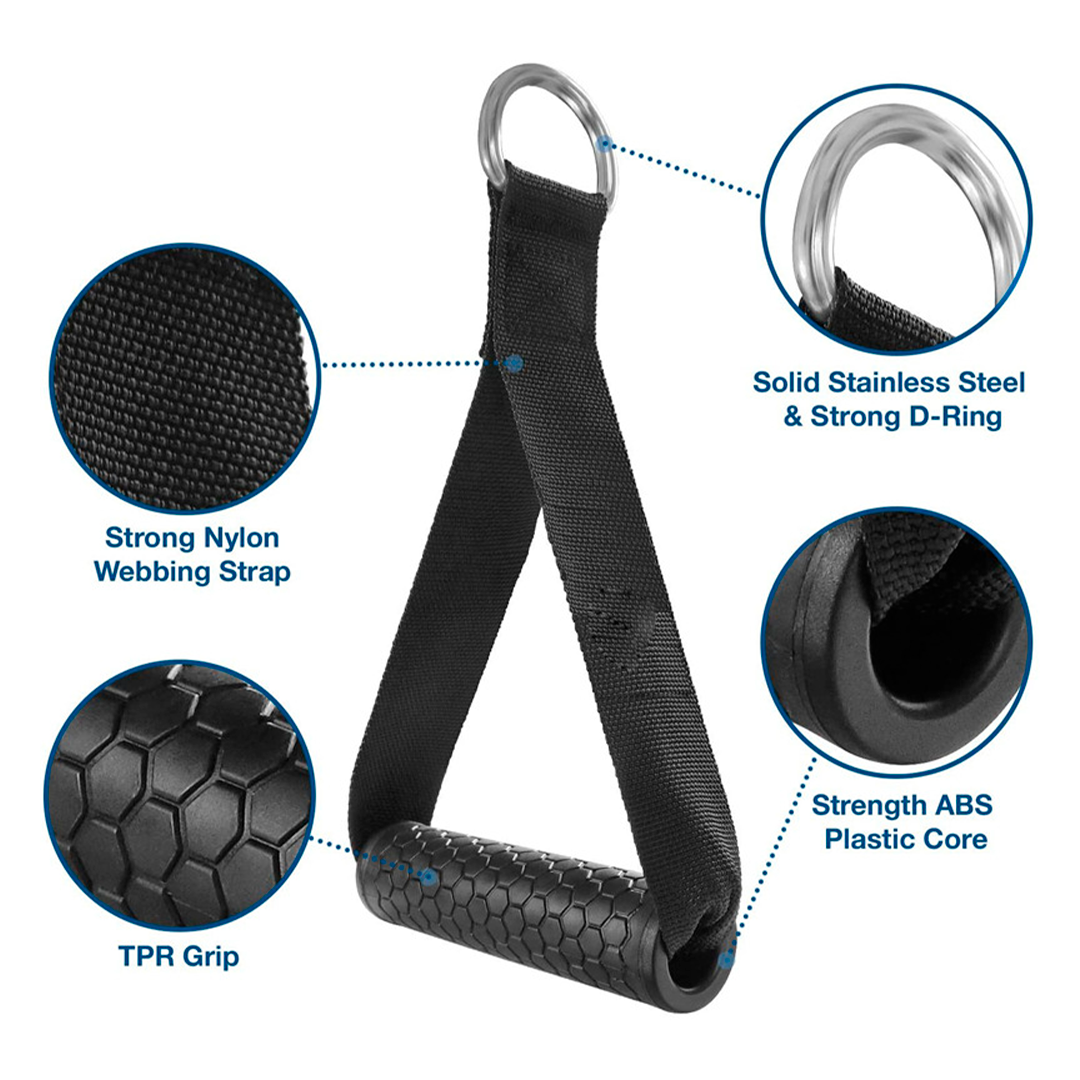 Acople Manijas Para Poleas De Gimnasio – Agarre Antideslizante Con Correa Resistente Para Jalones, Polea Alta Y Entrenamiento De Fuerza