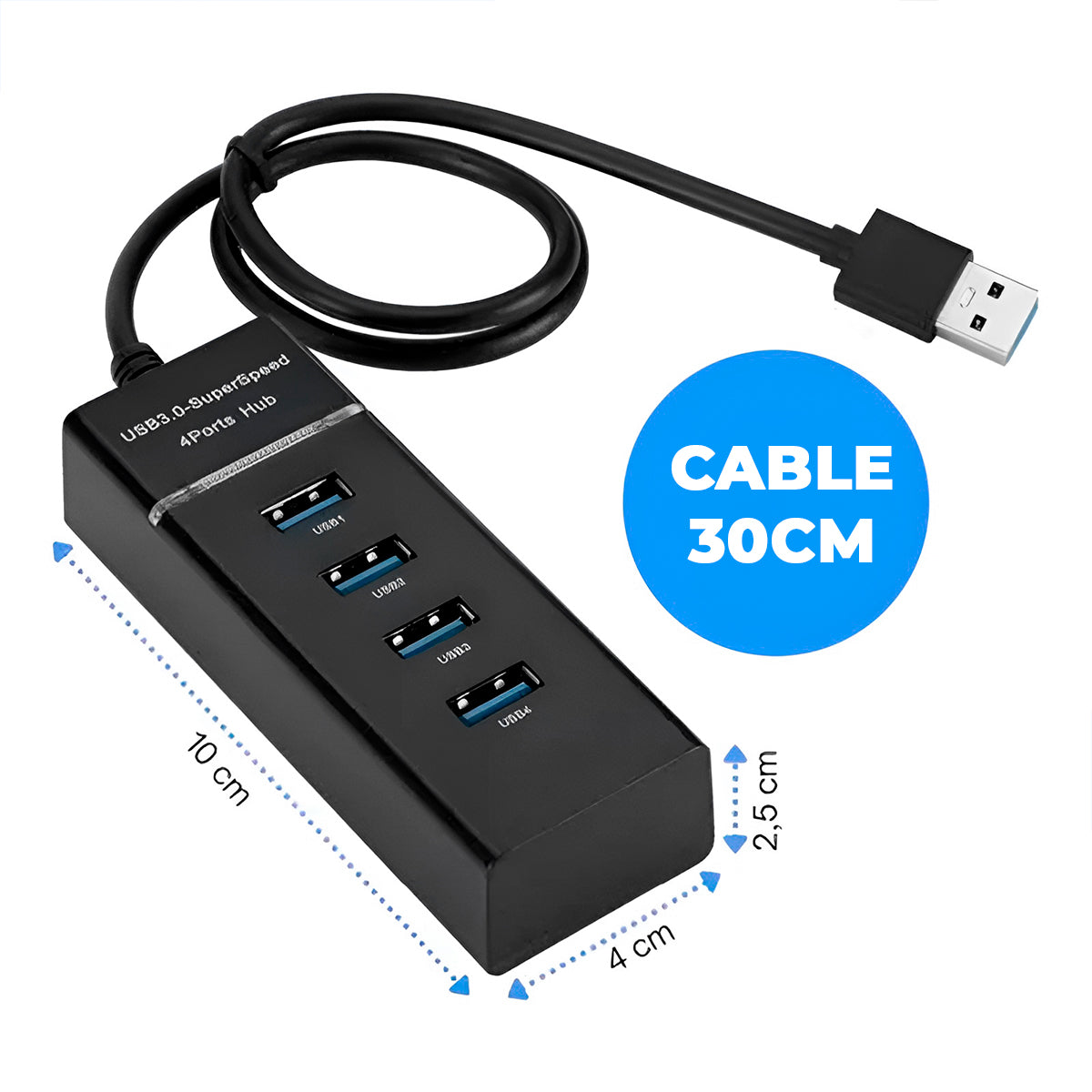 Adaptador Hub Usb 3.0 Pc Laptop De 4 Puertos Alta Velocidad