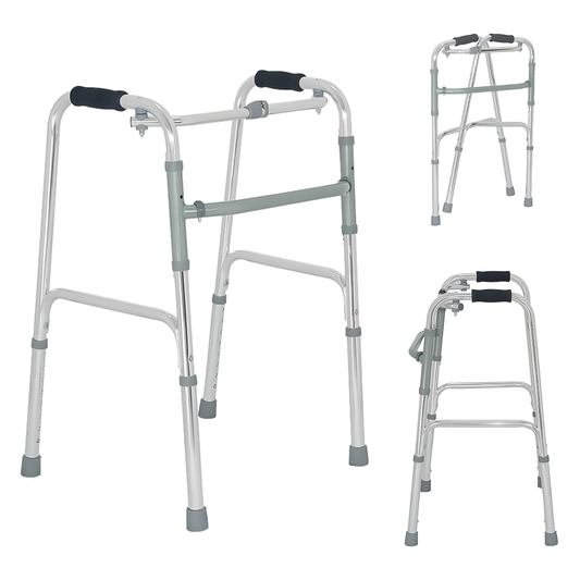 Andador De Aluminio Liviano Con Ruedas Delanteras – Plegable Y Altura Ajustable Para Adultos Mayores O Rehabilitación