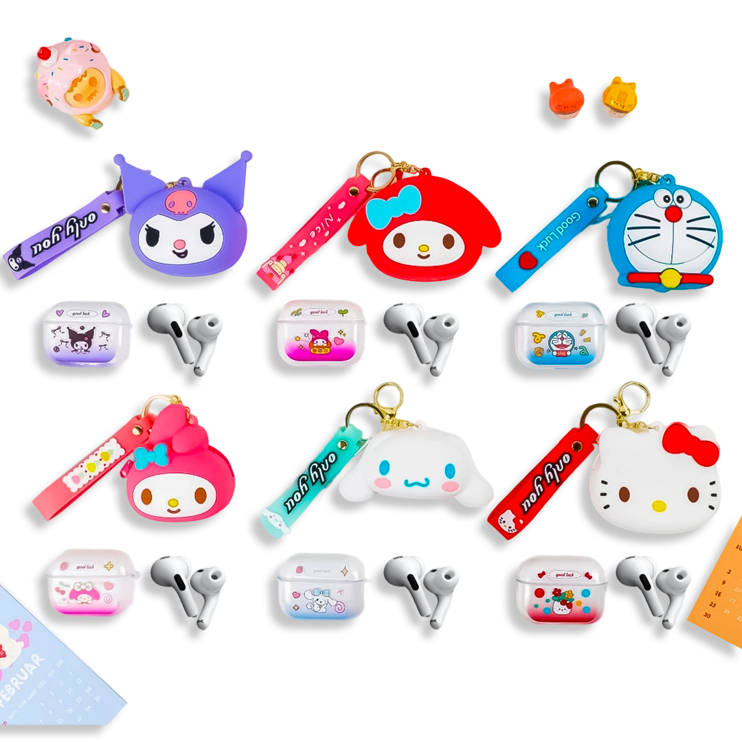 Audífonos Bluetooth Con Estuche De Personajes – Incluye Monedero Y Correa, Diseño Kawaii