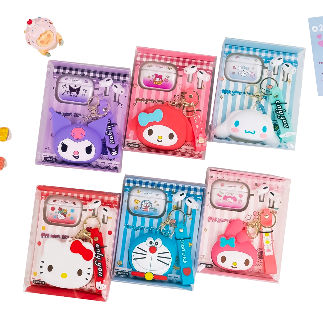 Audífonos Bluetooth Con Estuche De Personajes – Incluye Monedero Y Correa, Diseño Kawaii