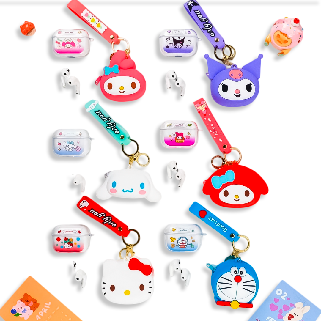 Audífonos Bluetooth Con Estuche De Personajes – Incluye Monedero Y Correa, Diseño Kawaii