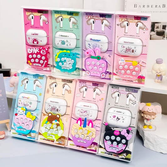 Audífonos Bluetooth De Dibujos Animados Con Pop It Sensorial – Diseño Divertido Y Funcional Para Niños