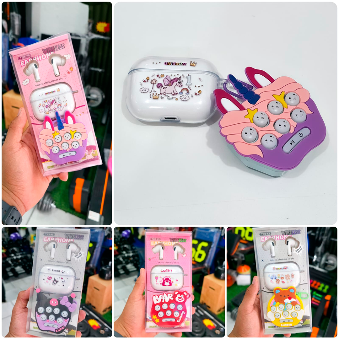 Audífonos Bluetooth De Dibujos Animados Con Pop It Sensorial – Diseño Divertido Y Funcional Para Niños