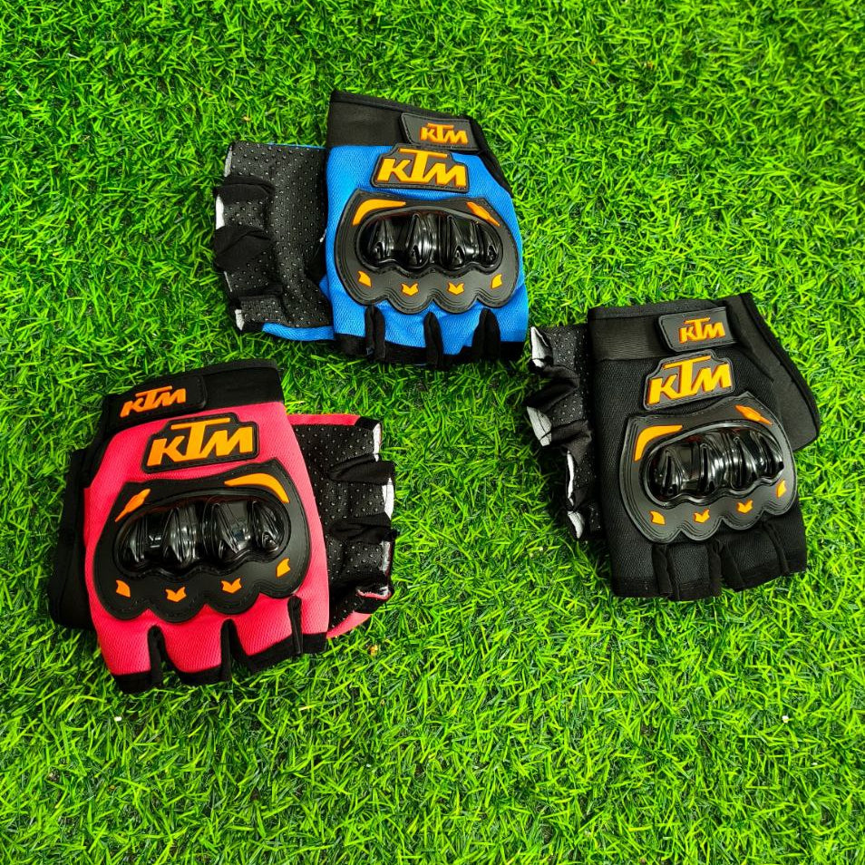 Guantes KTM Moto Medio Dedo Protección Antideslizante – Diseño Deportivo Con Refuerzo En Nudillos Y Palma Acolchada
