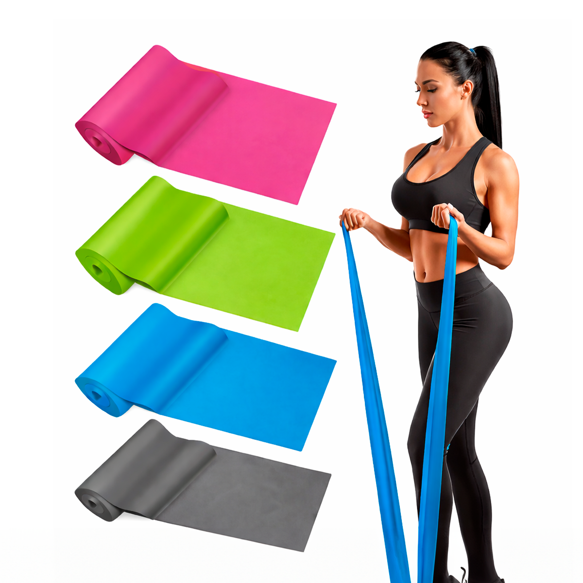 Bandas Elásticas TheraBand Resistentes – Liga Latex Set de 4 Unidades Ejercicio