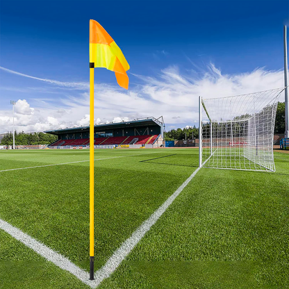 Bandera De Árbitro Para Fútbol – Poste Con Punta Metálica Y Bandera Fluorescente Bicolor Alta Visibilidad
