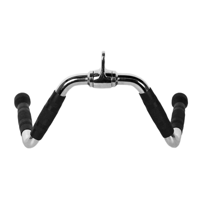 Acople Barra De Remo Tipo Volante Para Polea – Agarre De Acero Cromado Con Mangos Antideslizantes Para Entrenamiento De Espalda Y Bíceps