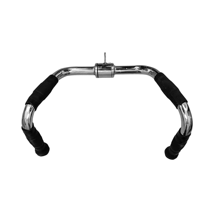 Acople Barra De Remo Tipo Volante Para Polea – Agarre De Acero Cromado Con Mangos Antideslizantes Para Entrenamiento De Espalda Y Bíceps