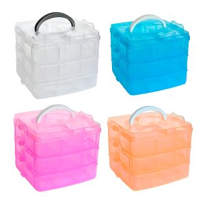 Caja Organizadora Plástica De 3 Niveles Con 18 Compartimentos – Compacta, Apilable Y Portátil