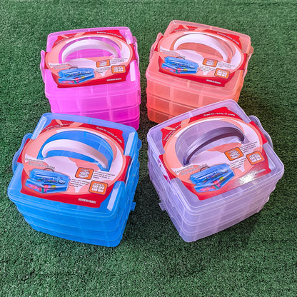 Caja Organizadora Plástica De 3 Niveles Con 18 Compartimentos – Compacta, Apilable Y Portátil