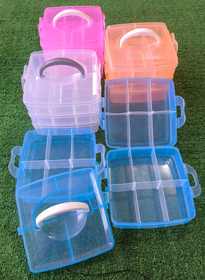 Caja Organizadora Plástica De 3 Niveles Con 18 Compartimentos – Compacta, Apilable Y Portátil