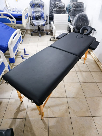 Camilla Portátil Plegable 2 Secciones Con Altura Regulable Y Reposacabezas – Colchón De Cuerina