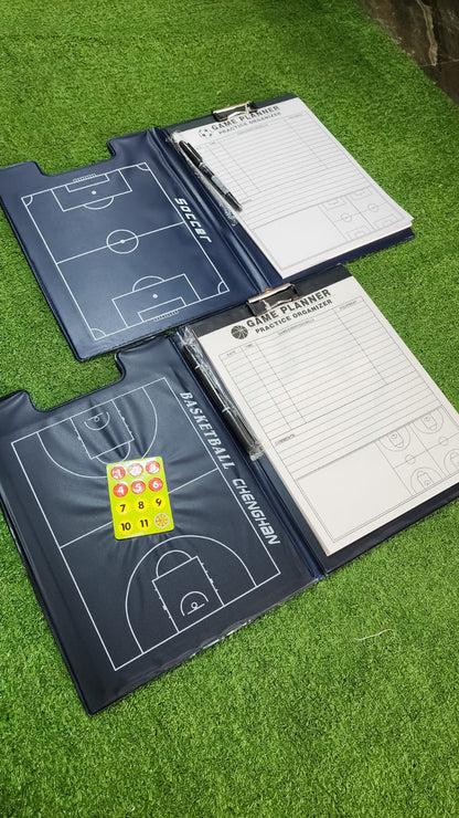 Carpeta Táctica Portapapeles Para Entrenadores – Diseño De Fútbol O Baloncesto Con Tablero, Planner Y Bolígrafo