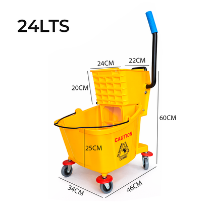 Carro De Limpieza Con Doble Balde Y Exprimidor – Carro Profesional Con Ruedas Para Mopa