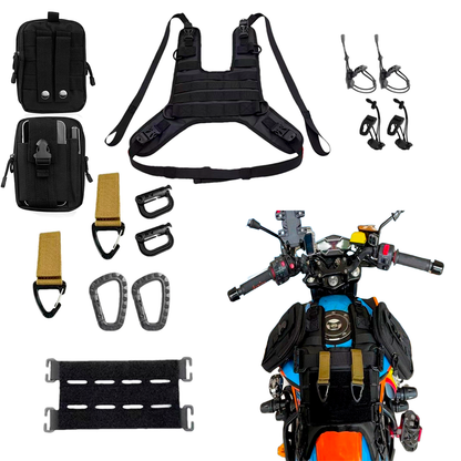 Mochila De Tanque Para Moto Con Sistema MOLLE – Arnés Ajustable Con Bolsas Y Accesorios Para El Motociclista