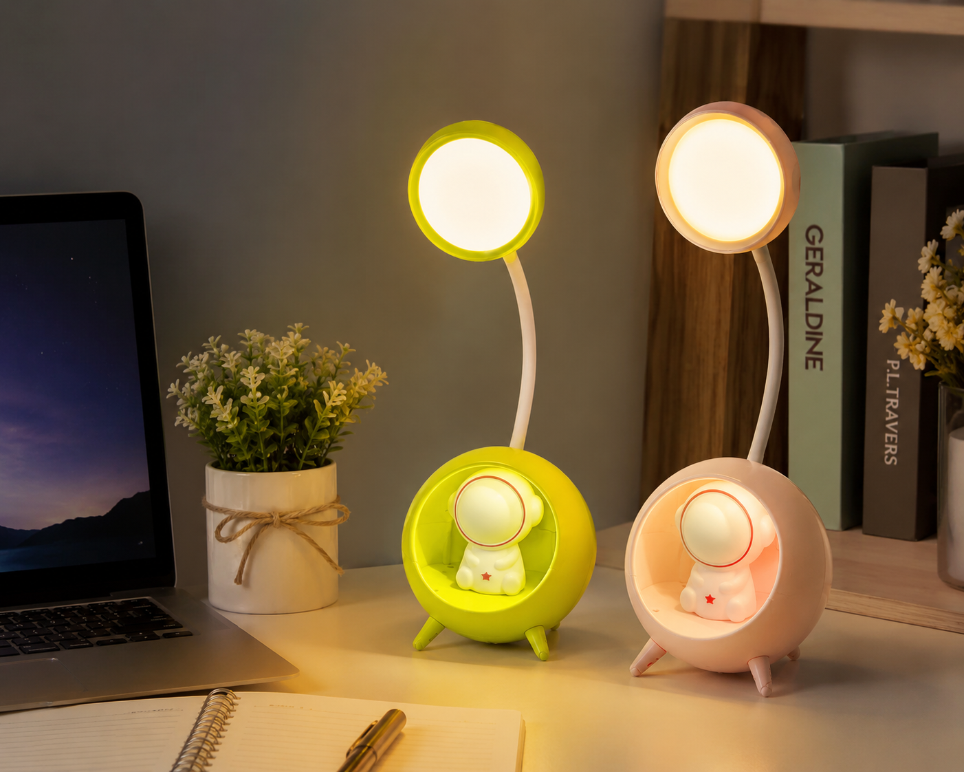 Lámpara Led Infantil Spaceman Con Bolita De Luz – Recargable Para Escritorio Con 2 Modos De Iluminación Y Diseño Decorativo De Astronauta