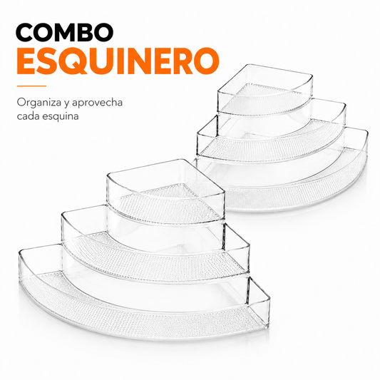 Combo 2 Organizadores Escalonados De 3 Niveles Para Esquina – Estantes Transparentes Para Cocina Y Baño