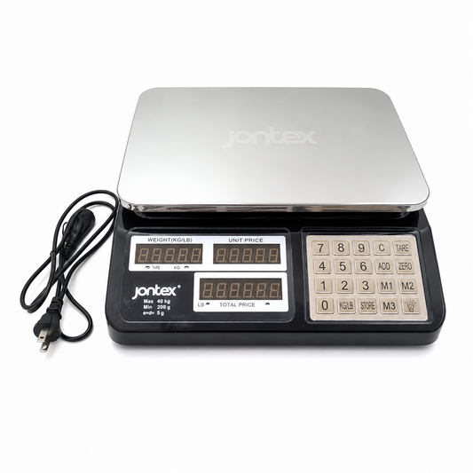 Balanza Digital Comercial JONTEX 40kg – Báscula Electrónica Con Cálculo De Precio Y Plato De Acero