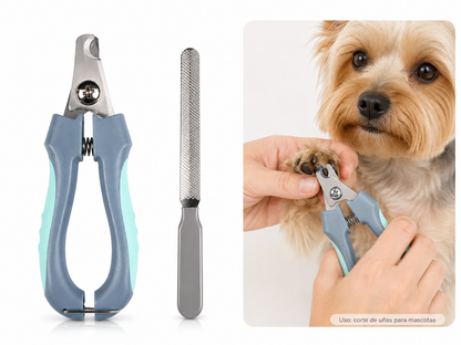 Cortaúñas Para Mascotas 2 En 1 De Acero Inoxidable Con Lima Metálica Y Seguro De Bloqueo – Para Perros Pequeños, Medianos, Grandes Y Gatos Adultos