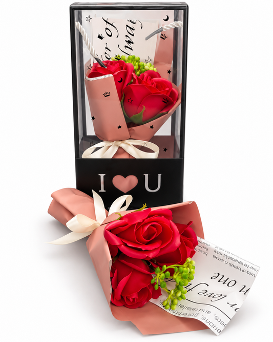 Mini Ramo De Rosas Rojas Artificiales En Caja Negra – Regalo Romántico Listo Para San Valentín