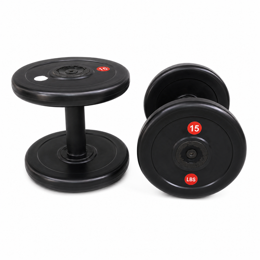 Mancuernas Fijas De Caucho 15lb El Par – Peso Libre Recubierto Para Entrenamiento De Fuerza En Casa
