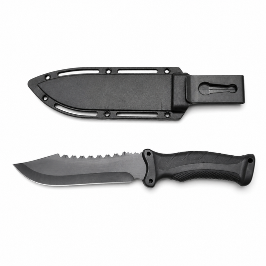 Cuchillo Táctico Militar Dentado Con Estuche Rígido – Hoja De Acero Inoxidable Para Supervivencia Y Campamentos