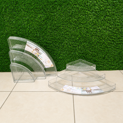 Combo 2 Organizadores Escalonados De 3 Niveles Para Esquina – Estantes Transparentes Para Cocina Y Baño
