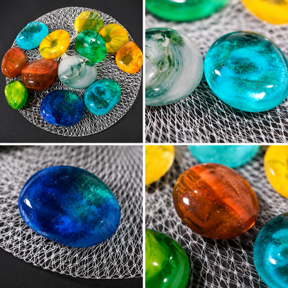 Piedras de Cristal Decorativas para Jardín y Hogar 593-32 – Diseño Multicolor con Efecto Marmoleado para Jarrones, Caminos y Acuarios