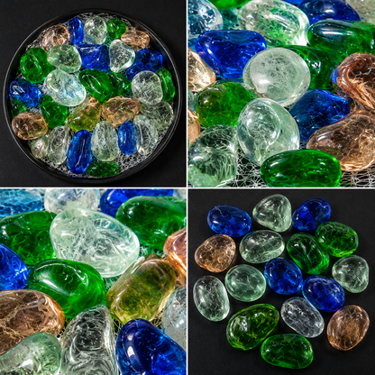 Piedras De Cristal Decorativas Para Jardín Y Acuario 593-30  – Diseño Irregular Multicolor Para Jarrones, Terrarios Y Caminos