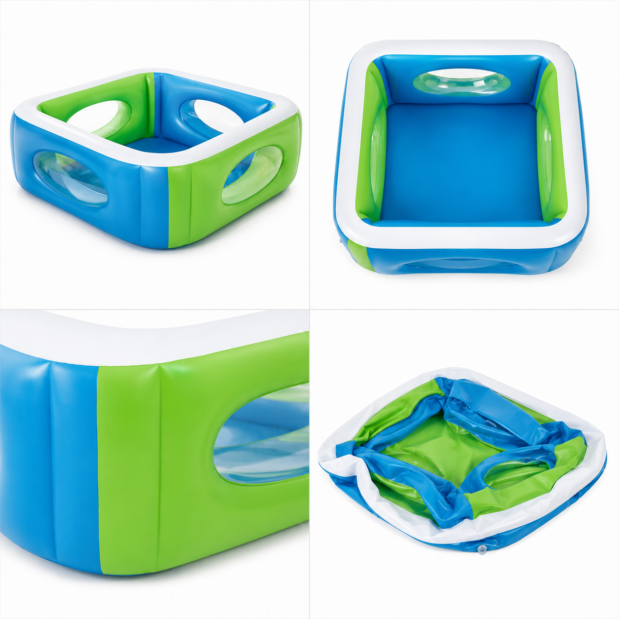 Piscina Inflable Bestway Familiar 168x168x56cm – Ventanas Transparentes Y Vinilo Resistente Para Niños Y Jardín