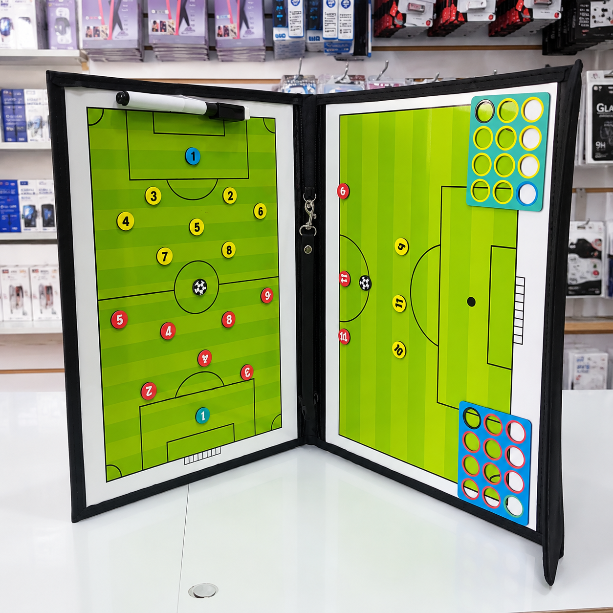 Pizarra Táctica Magnética De Fútbol Plegable – Carpeta Con Marcador Y Fichas Para Entrenadores