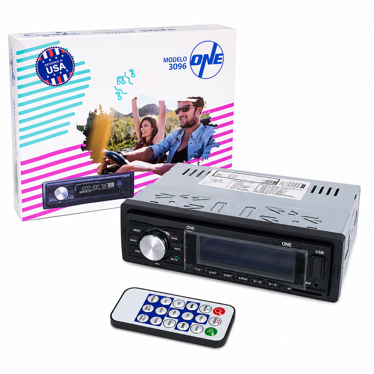 Radio Para Auto ONE 3096 Bluetooth Manos Libres – Stereo Con Llamadas, USB, SD Y Radio FM