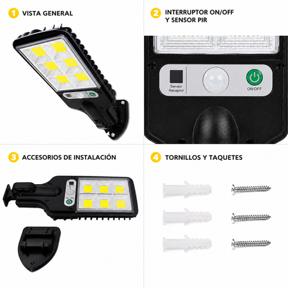 Reflector Solar LED Con Sensor De Movimiento Y Control Remoto – Iluminación Exterior Para Jardín Y Garaje