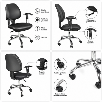 Silla De Oficina Ejecutiva Ergonómica Lee – Giratoria Con Reposabrazos Y Altura Ajustable