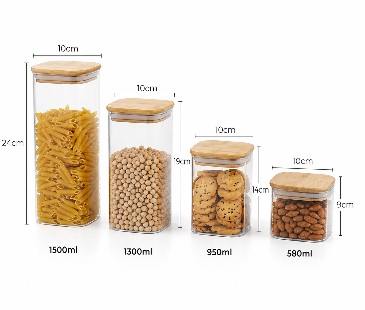 Contenedor Acrílico Cuadrado Hermético Para Alimentos Con Tapa – Organización De Cocina