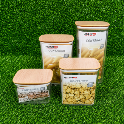 Combo 4 Frascos Herméticos Cuadrados Con Tapa – Contenedores Apilables Transparentes Para Café Y Pasta