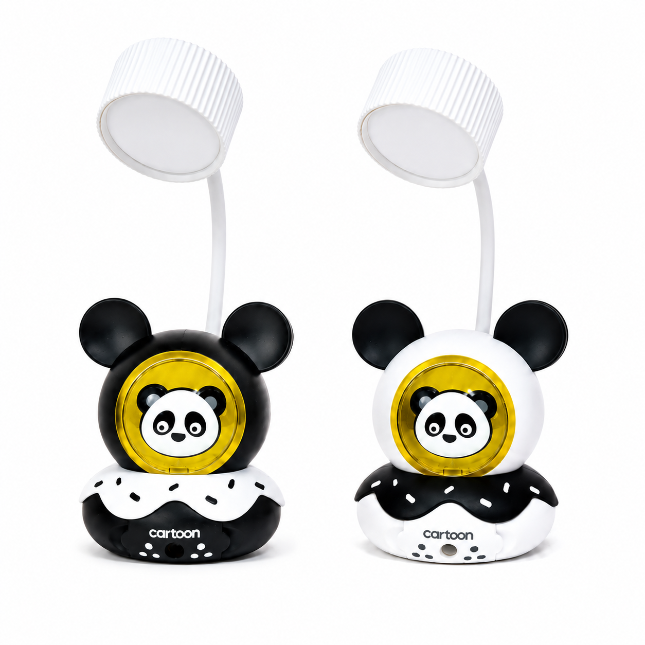 Lámpara Panda Con Orejas Redondas Sobre Dona – LED Recargable Con Sacapuntas Y Portalápices Para Niños