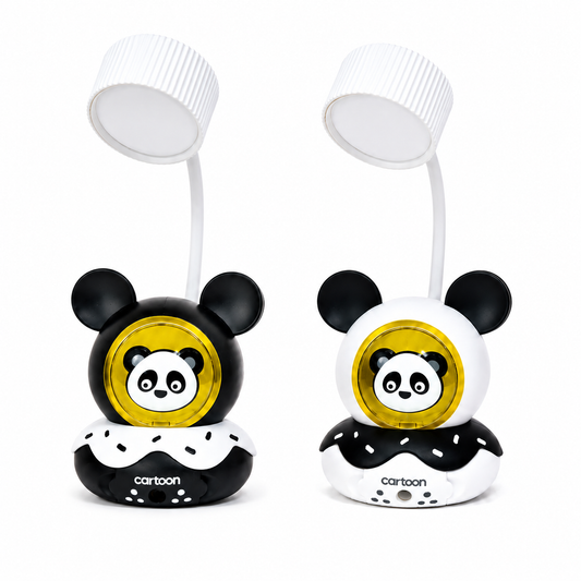 Lámpara Panda Con Orejas Redondas Sobre Dona – LED Recargable Con Sacapuntas Y Portalápices Para Niños