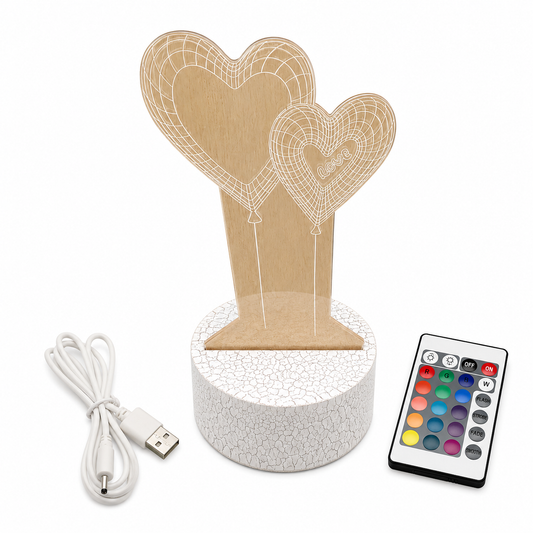 Lámpara LED 3D De Corazones Love 16 Colores Con Control Remoto – Luz Decorativa Para Regalo Y Mesa