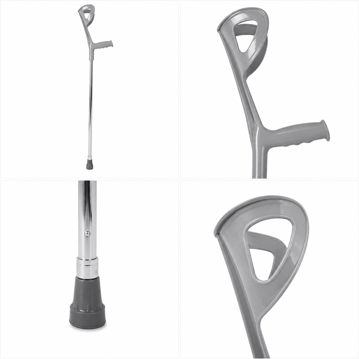 Muleta De Antebrazo Ajustable De Aluminio – Bastón Ortopédico Liviano Con Empuñadura Ergonómica