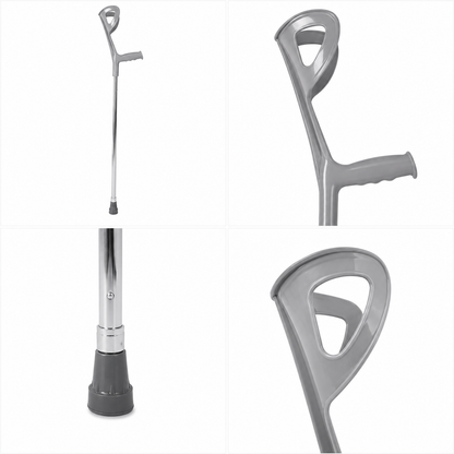 Muleta De Antebrazo Ajustable De Aluminio – Bastón Ortopédico Liviano Con Empuñadura Ergonómica