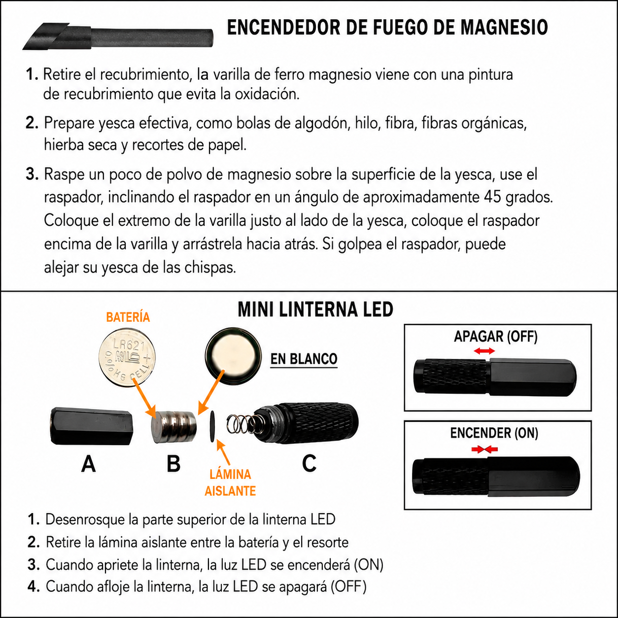 Navaja Táctica Plegable 6 En 1 Con Linterna LED – De Supervivencia Con Cortacuerdas Rompevidrios Y Encendedor