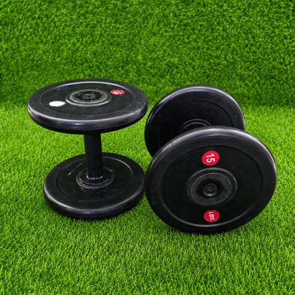 Mancuernas Fijas De Caucho 15lb El Par – Peso Libre Recubierto Para Entrenamiento De Fuerza En Casa