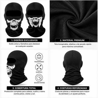 Pasamontañas Calavera Unisex – Máscara Multifuncional Elástica Con Protección UV Para Moto Y Outdoor